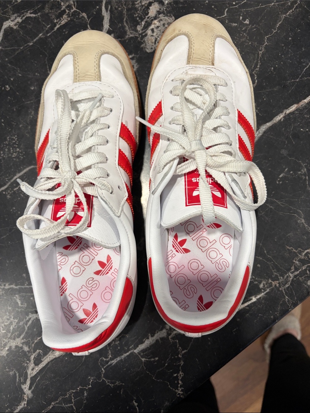 Adidas Samba White and Red Low-Top Sneakers